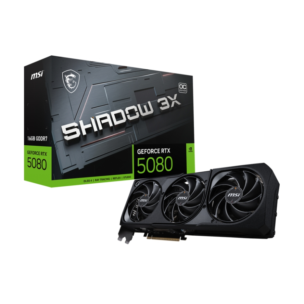 MSI GeForce RTX 5080 16GB SHADOW 3X OC GDDR7 256Bit DX12 Gaming (Oyuncu) Ekran Kartı