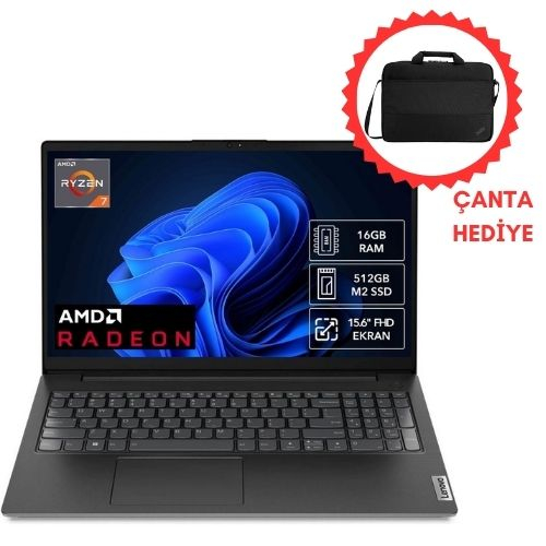 Lenovo V15 G3 82TV009CTX IH2 Ryzen 7 5825U 24GB 1TB SSD 15.6″ Full HD FreeDOS Notebook + Siyah Notebook Çantası Hediye